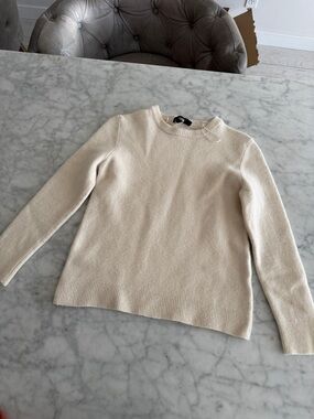 Zara Cream cashmere and wool Knit Crewneck Sweater